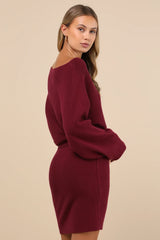 Modern Comfort Olive Green Dolman Sleeve Mini Sweater Dress