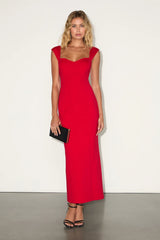 Samai Red Cap Sleeve Bodycon Midi Dress
