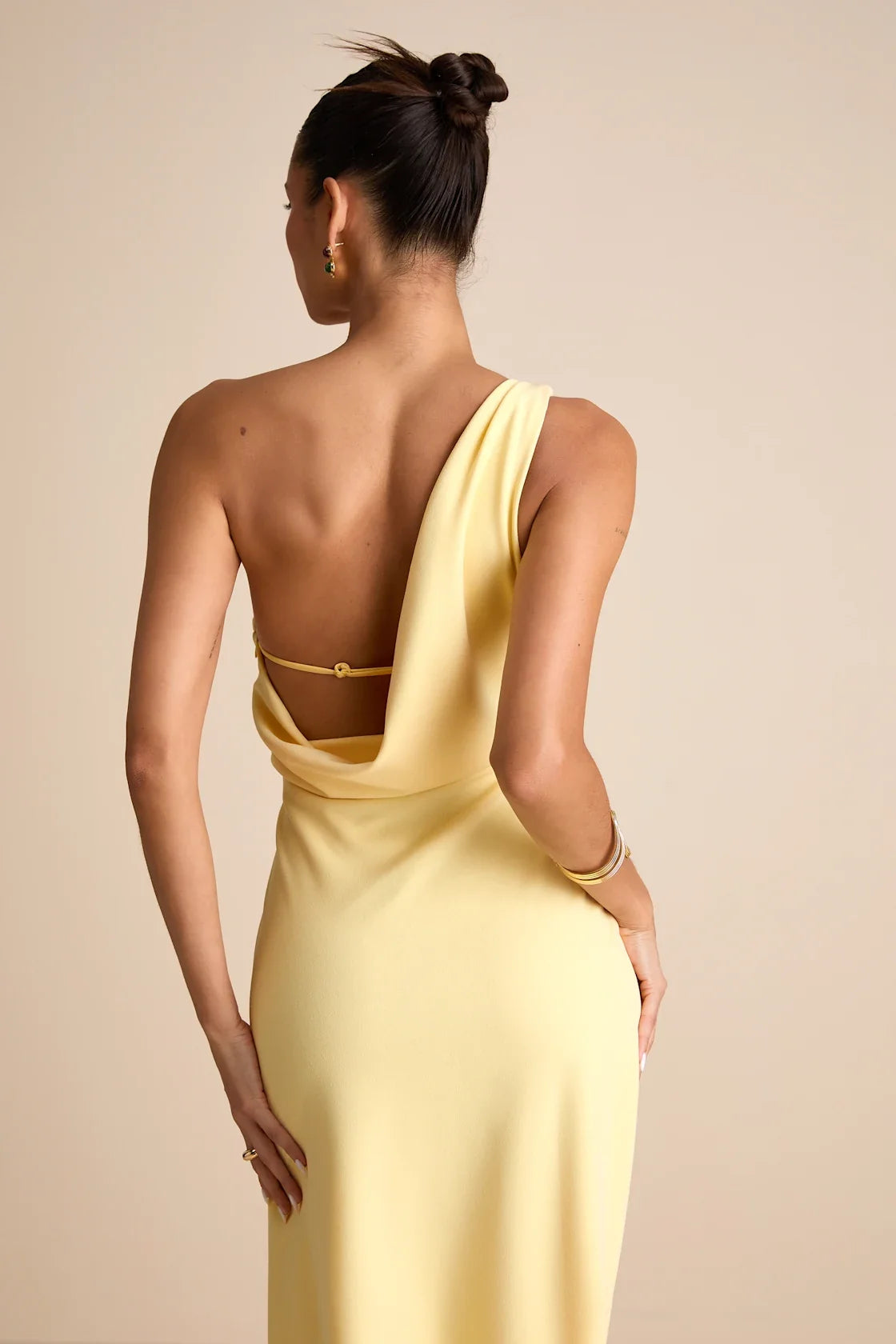 Maevyn Blue Cowl Back Column Maxi Dress