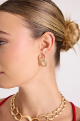 Tila Gold Textured Chain Link Earring and Necklace Set