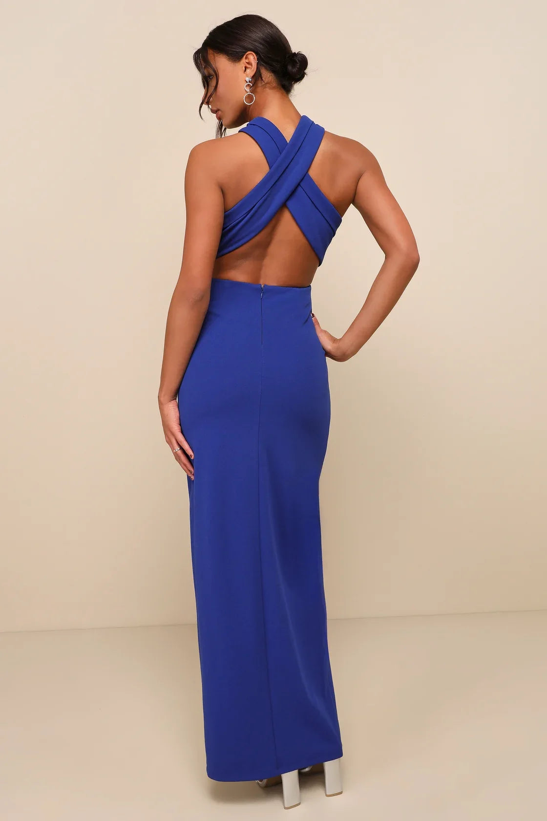 Head to Cocktail Hour White Halter Neck Maxi Dress