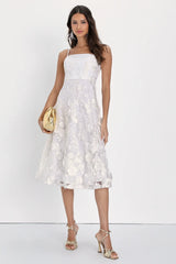 Glamour Garden Black 3D Floral Embroidered Midi Dress