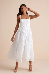 Perkins White Textured Lace-Up Corset Midi Dress