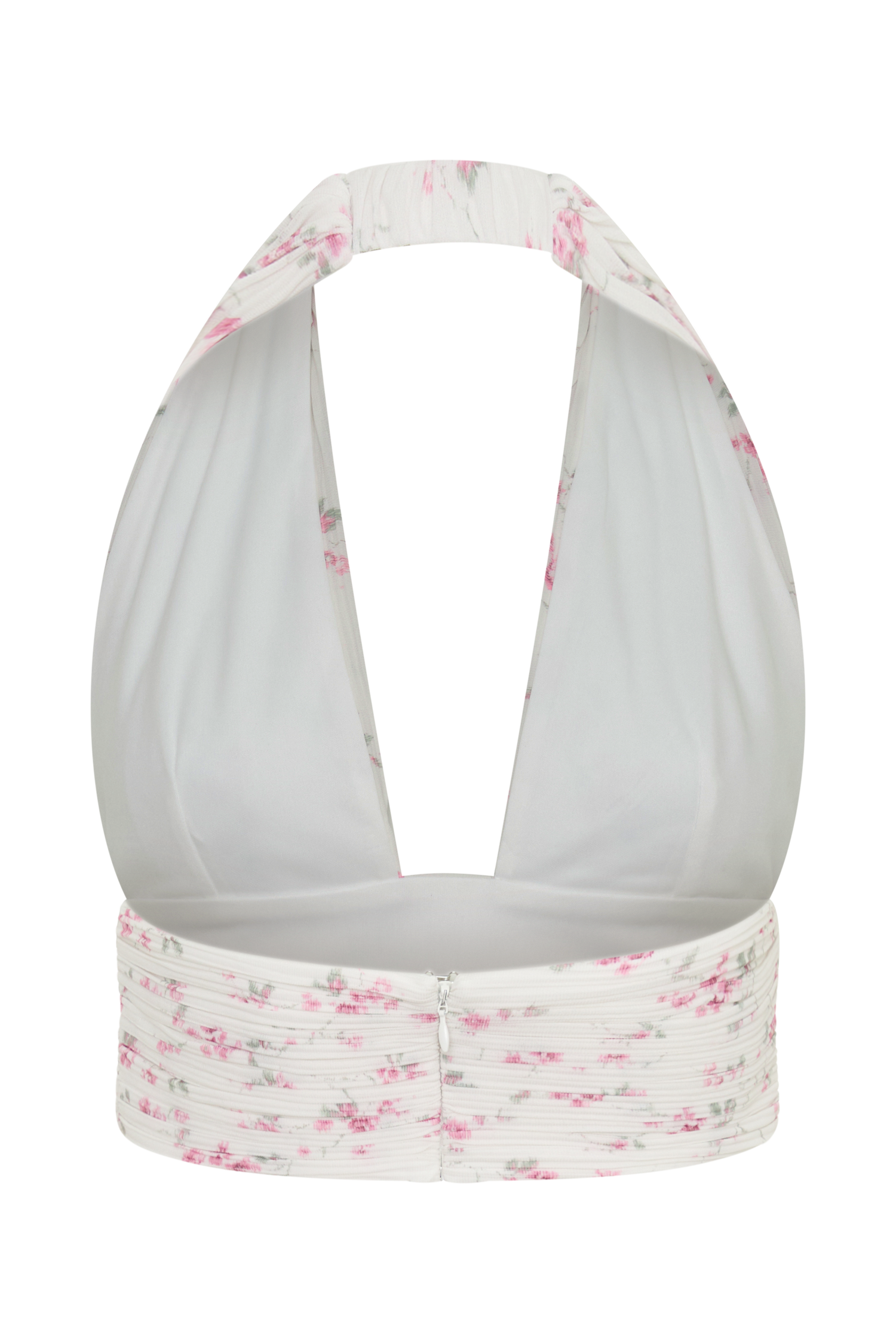 Amaris Sleeveless Plisse Halter Top - Floral Ditsy Print