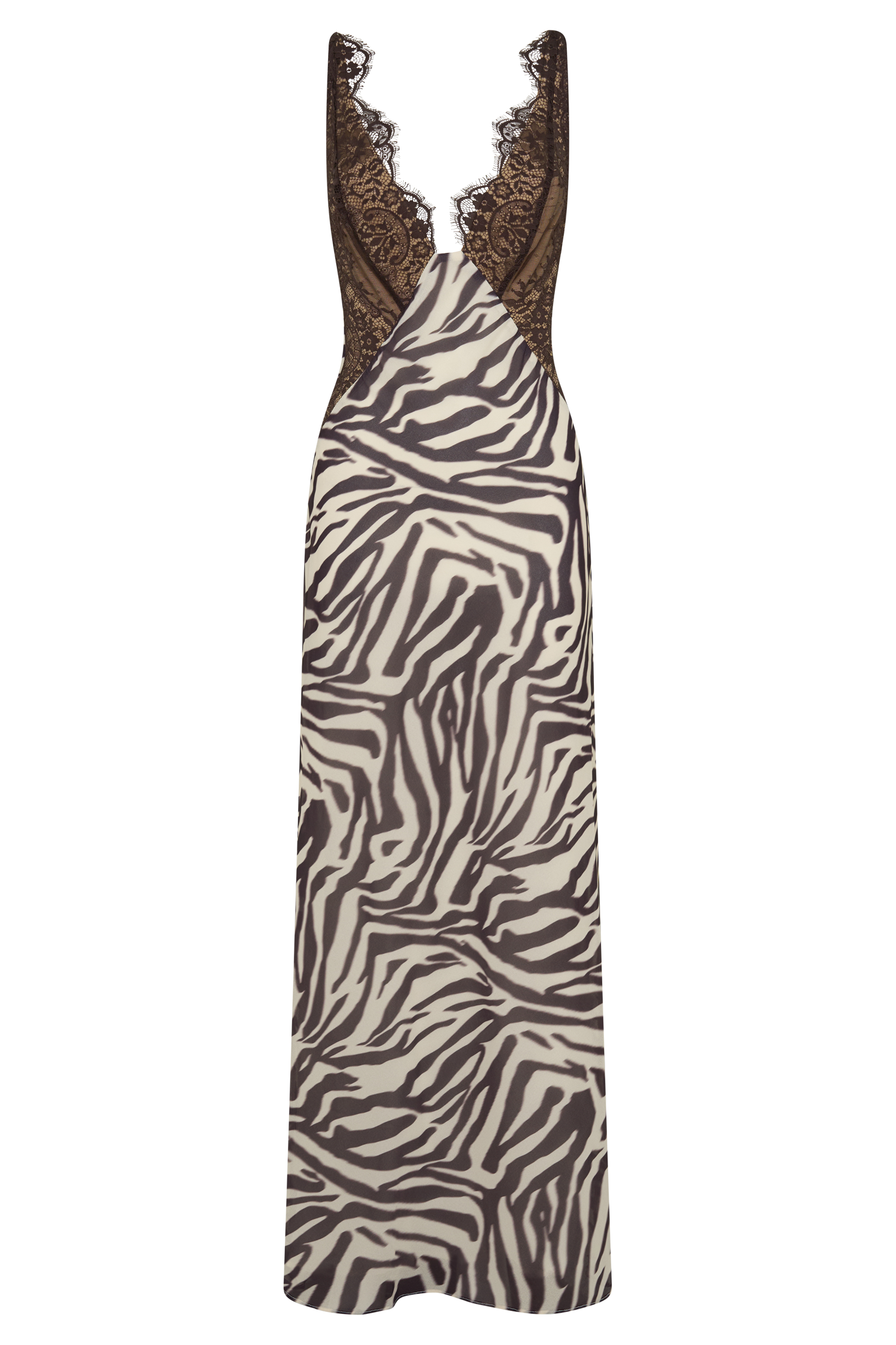 Angeline Lace And Chiffon Maxi Dress - Abstract Zebra Print