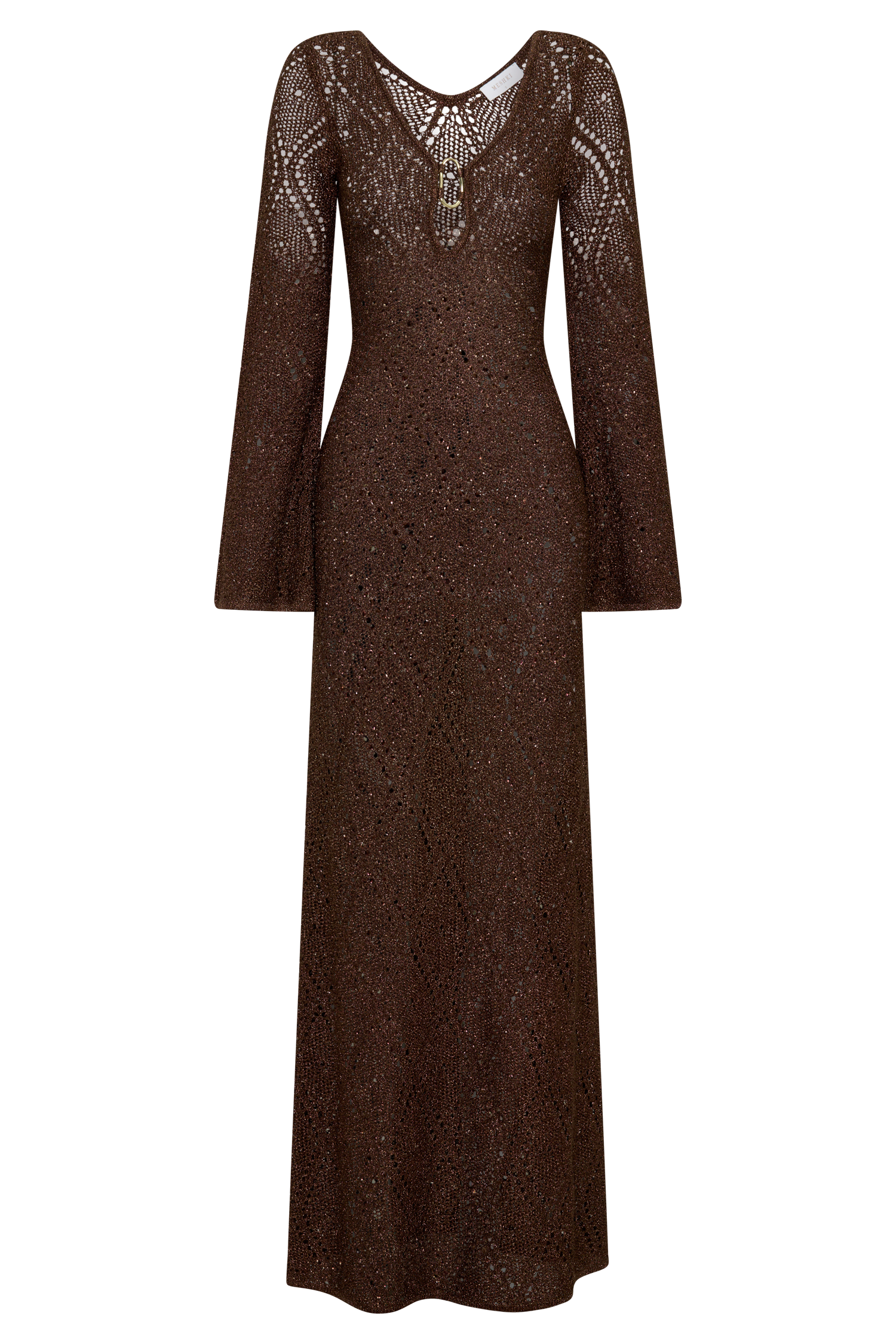Chelsea Lurex Crochet Maxi Dress - Bronze