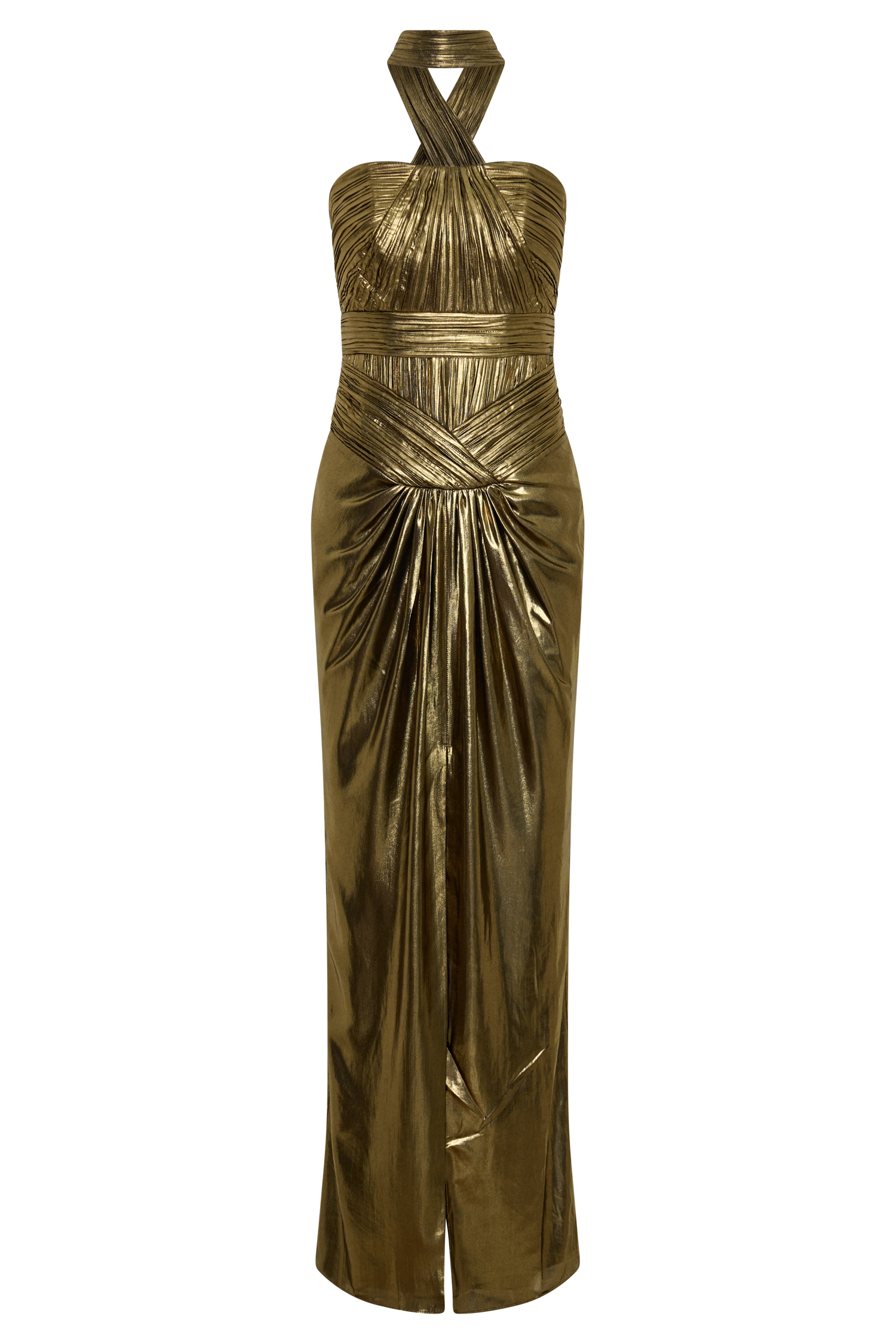 Clemence Plisse Maxi Dress - Gold
