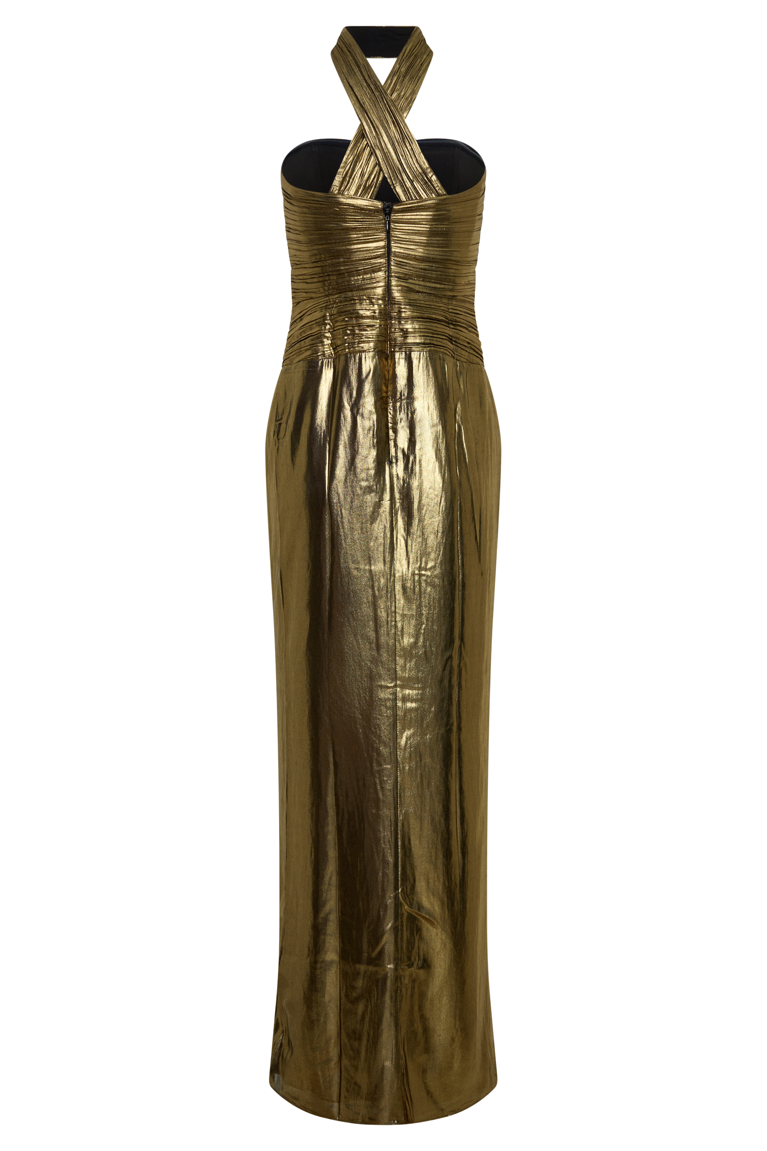 Clemence Plisse Maxi Dress - Gold