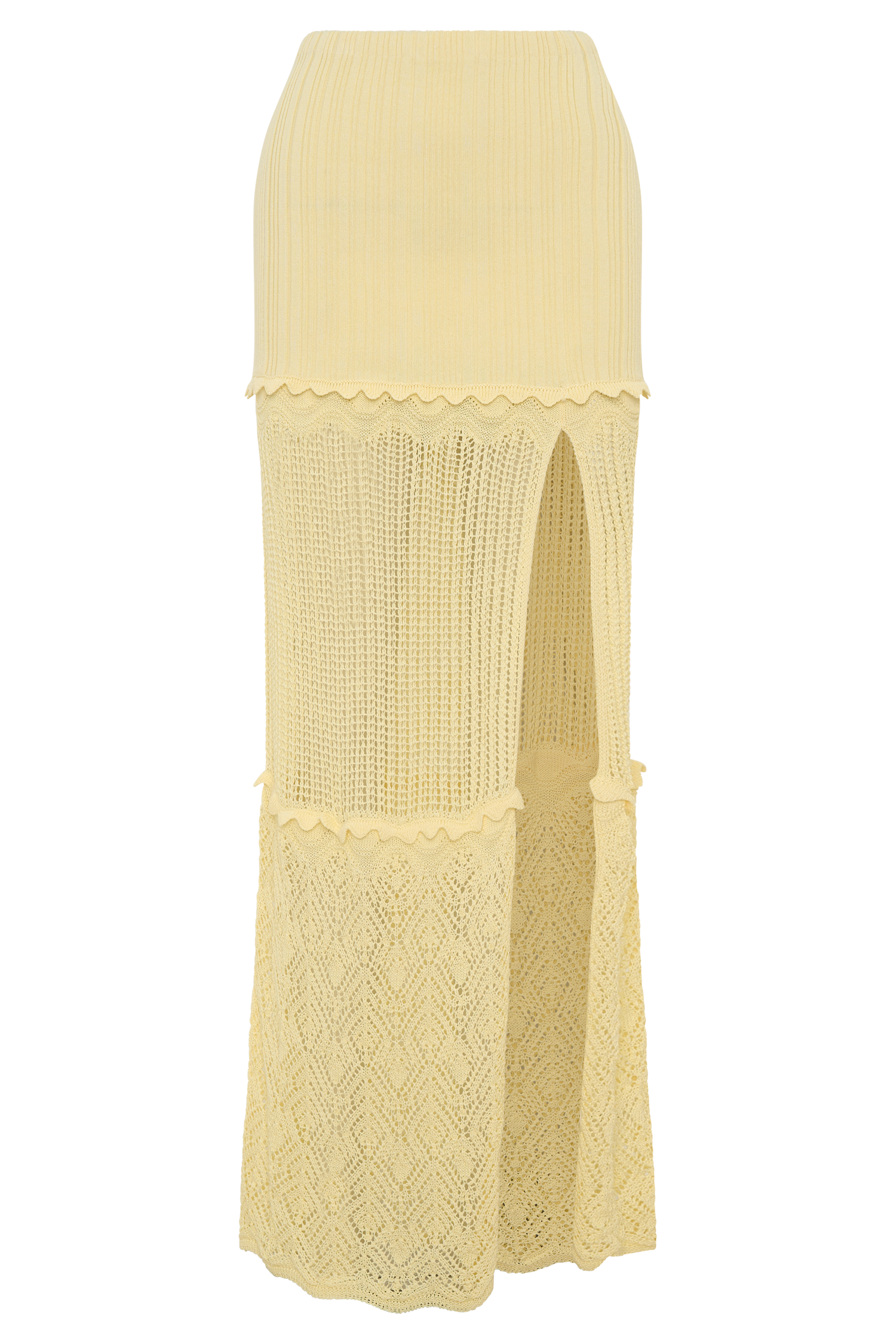 Coleene Pointelle Knit Maxi Skirt - Lemon