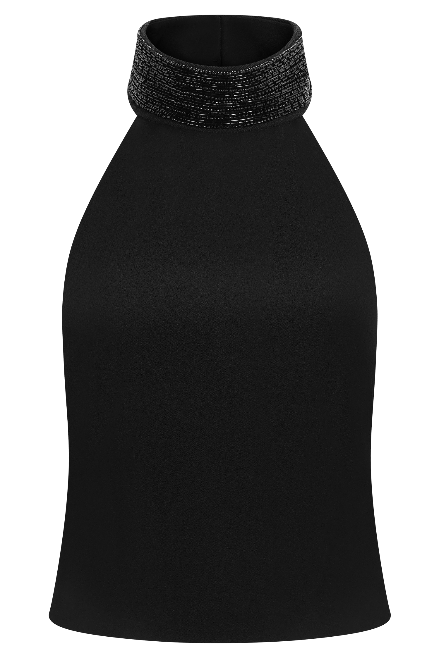Emilia Beaded Neck Halter Top - Black
