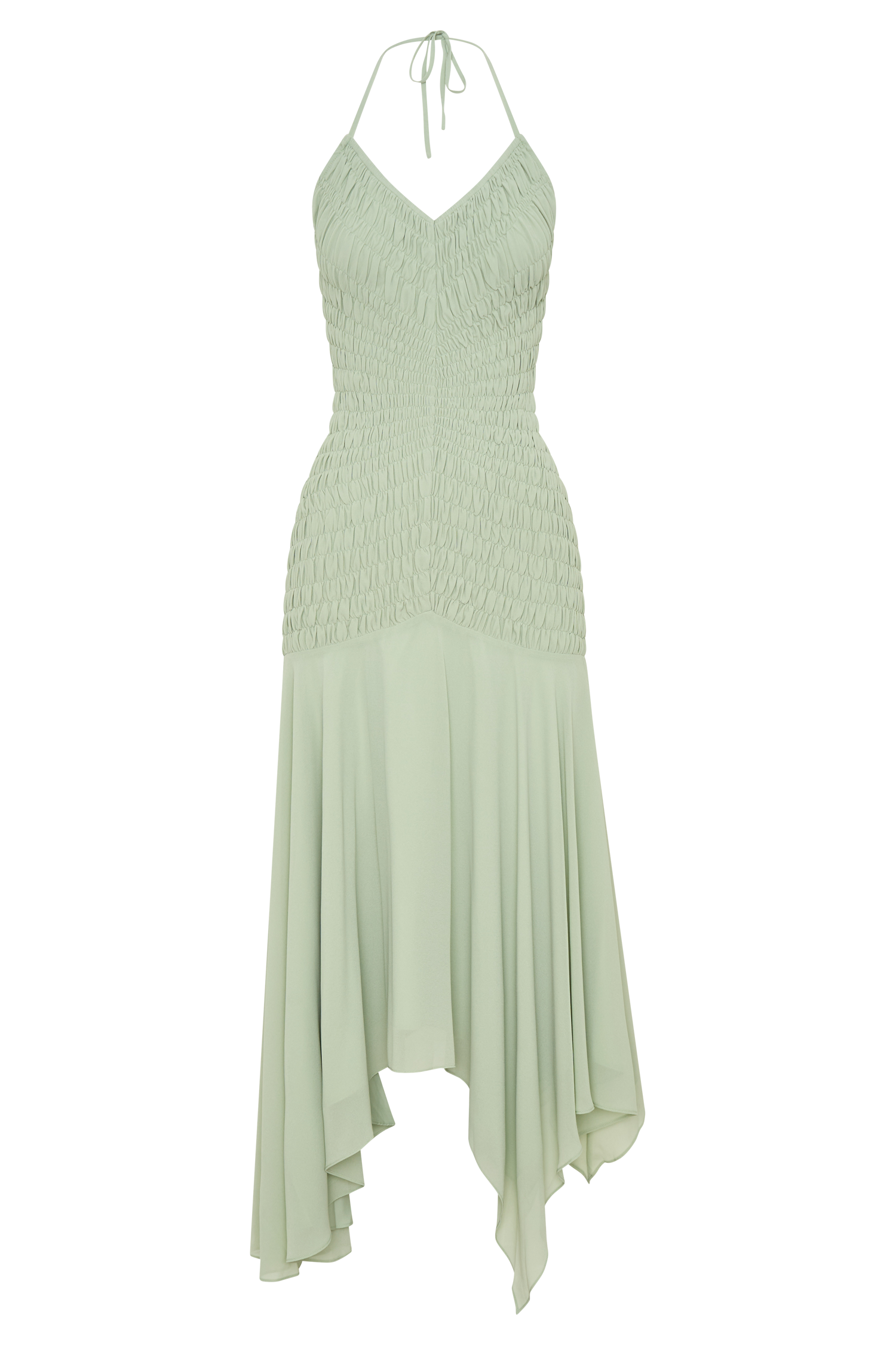 Evelyn Shirred Chiffon Maxi Dress - Sage