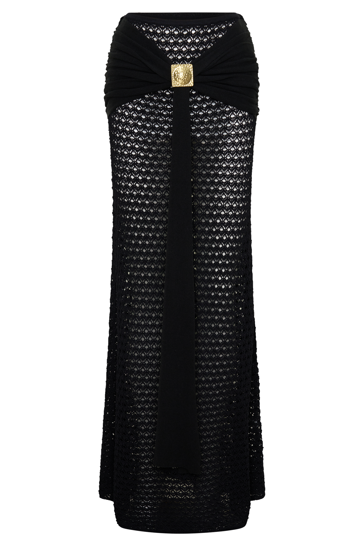 Mania Crochet Maxi Skirt With Hardware - Black