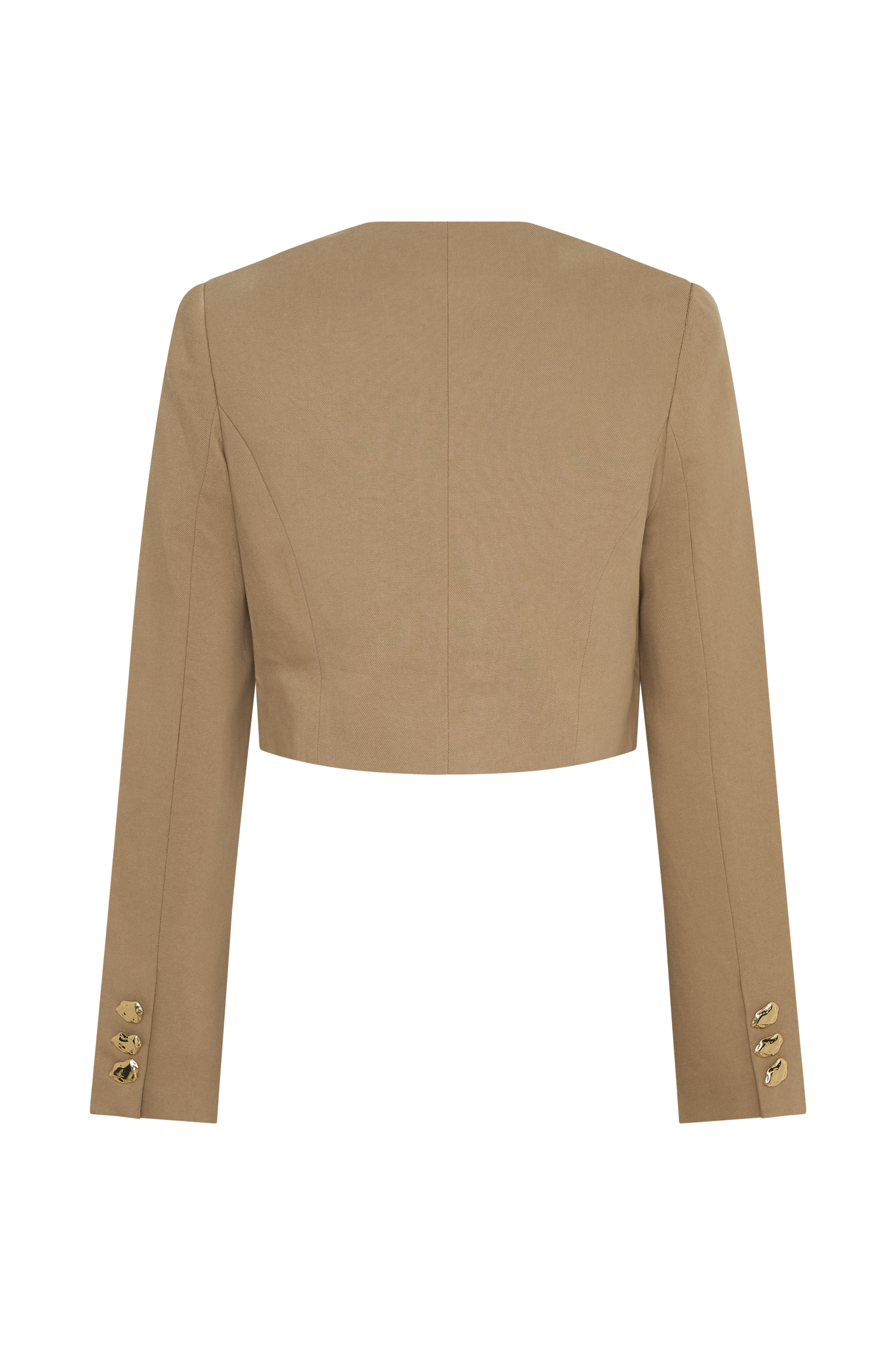Marielle Button Up Cropped Jacket - Taupe