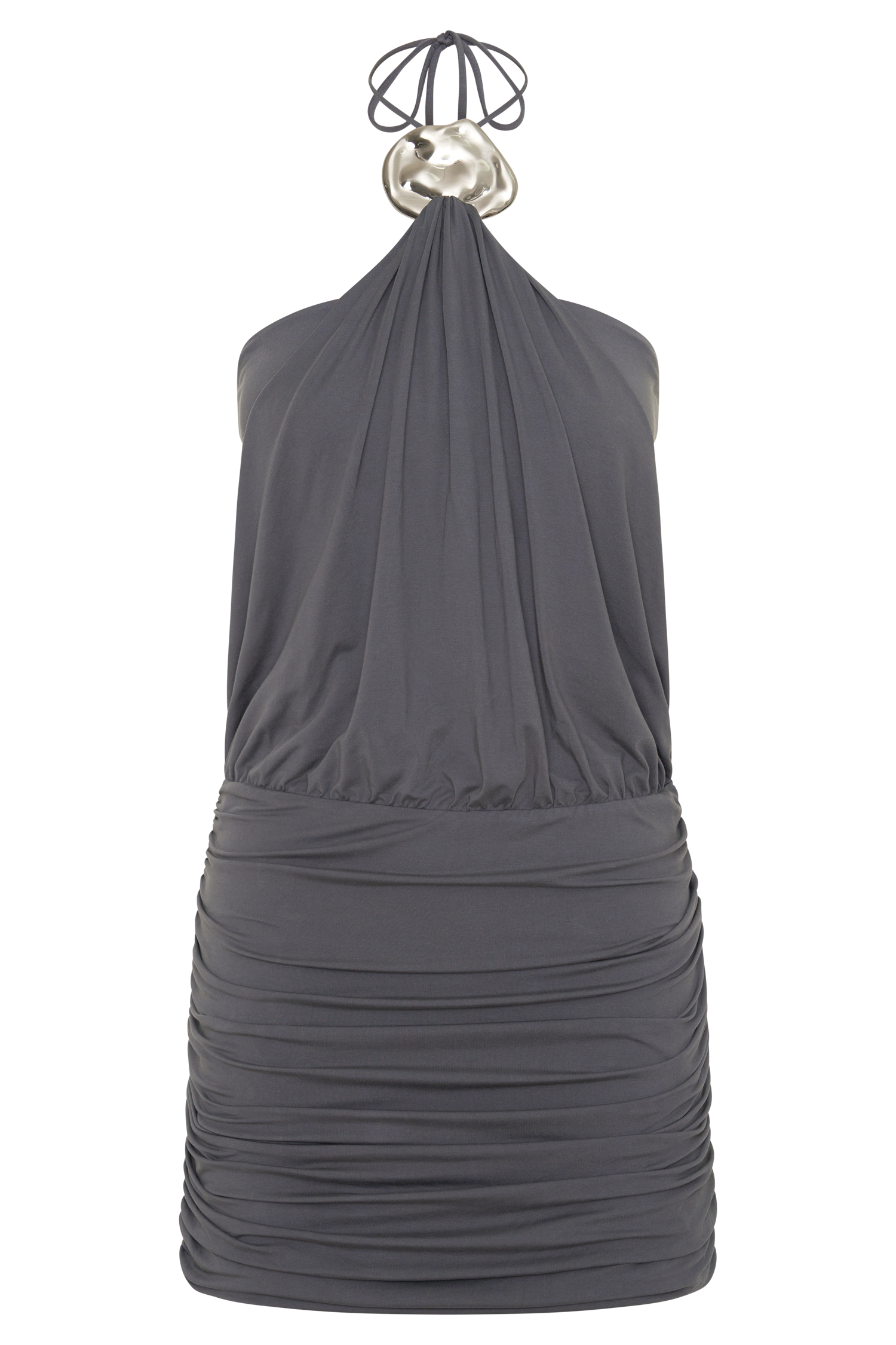 Sade Halter With Hardware Mini Dress - Grey
