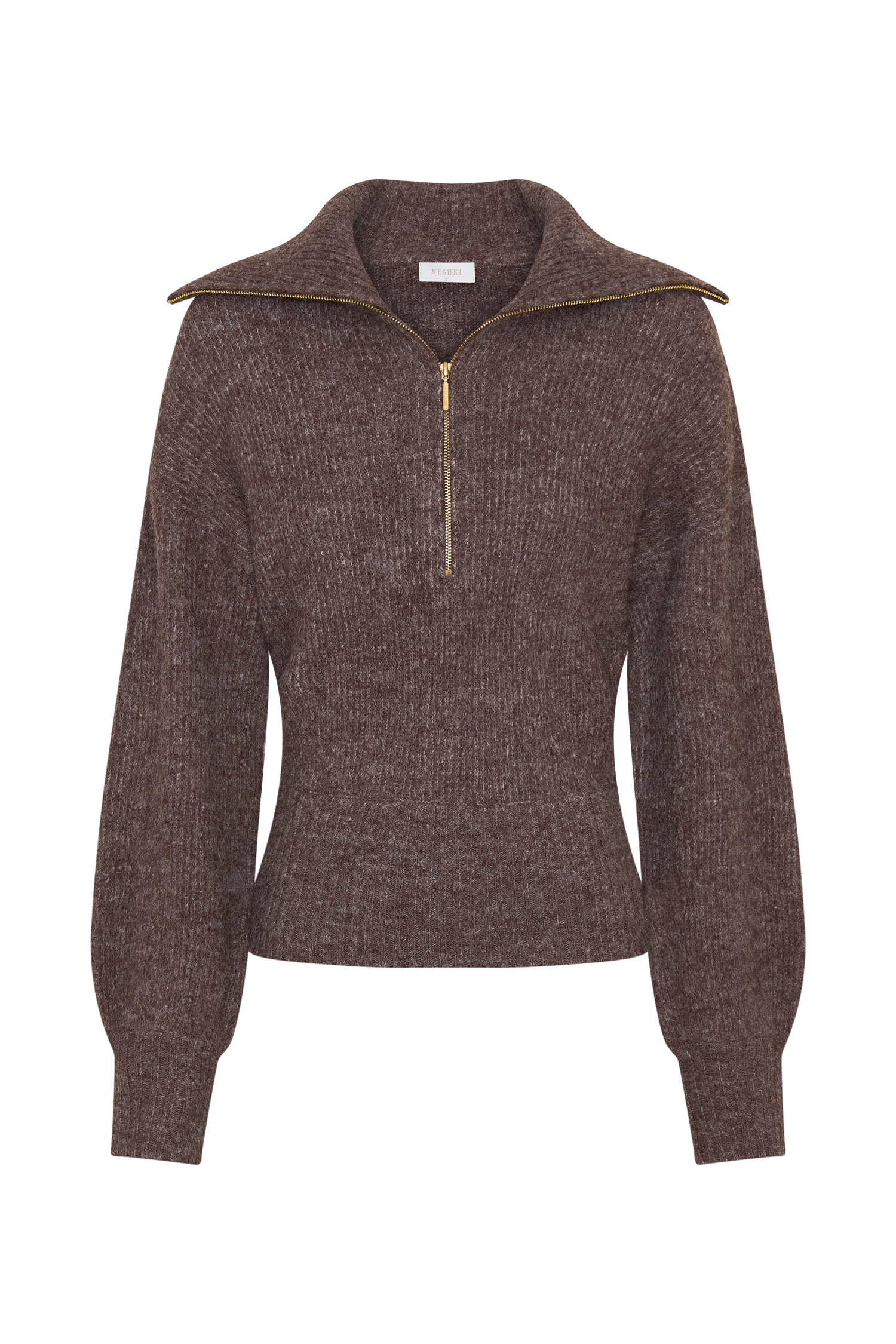 Skylaine Zip Knit Jumper - Brown Marle