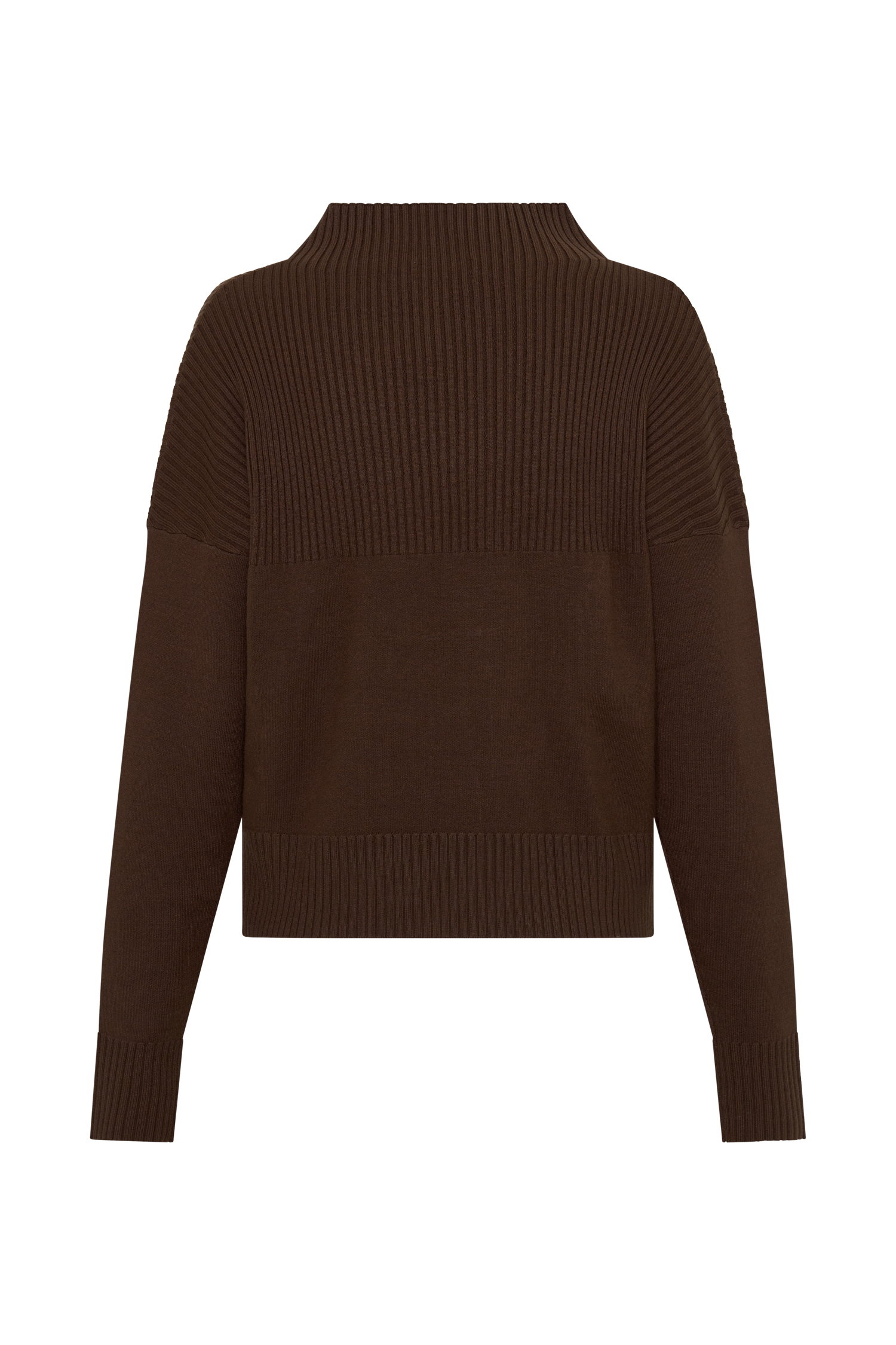 Stanley Ribbed High Neck Jumper - Chocolate