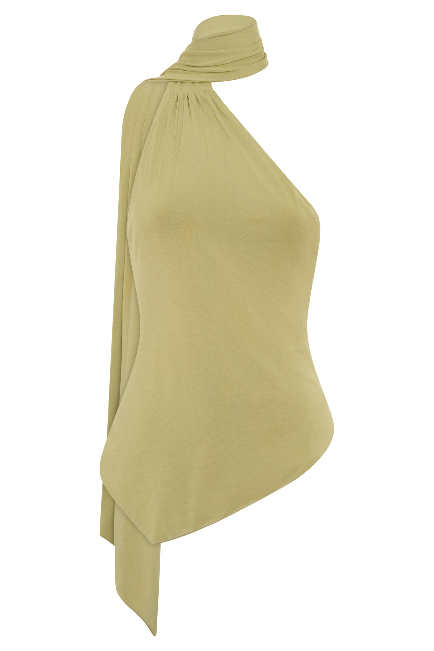 Jemma One Shoulder Tie Top - Apple Sage