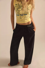 Buckle Up Wide-Leg Trousers