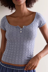 So Soft Pointelle Henley Top