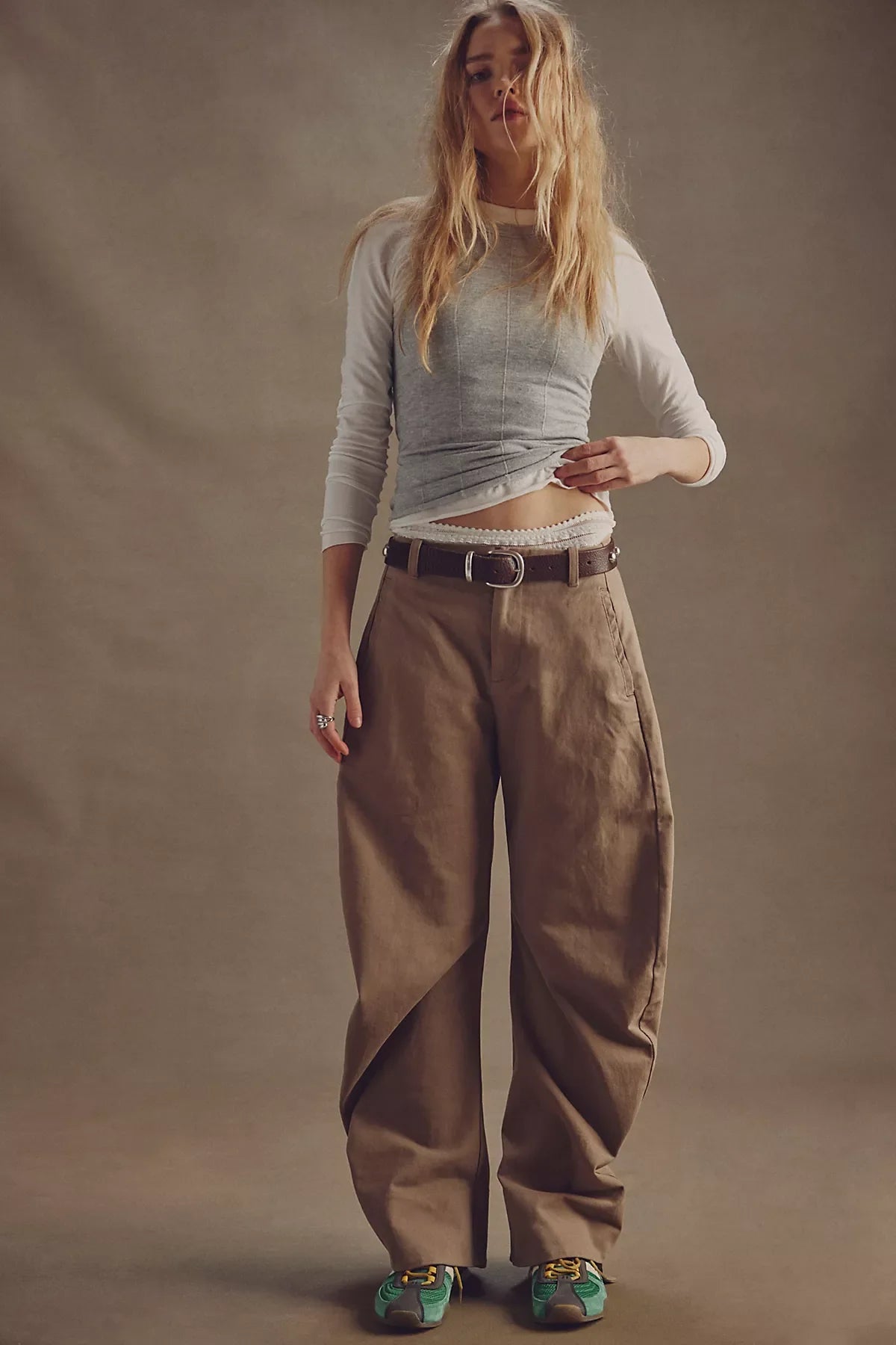 Spotlight Structured Twill Barrel Trousers