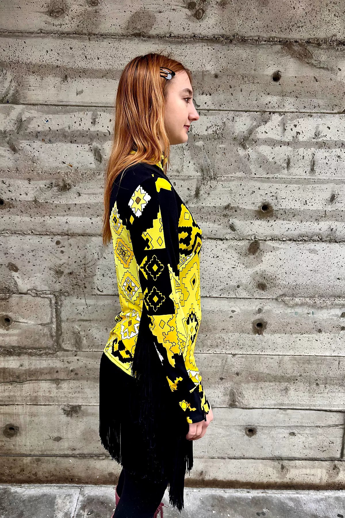 1960’s Fringe Print Dress Selected by Nomad Vintage