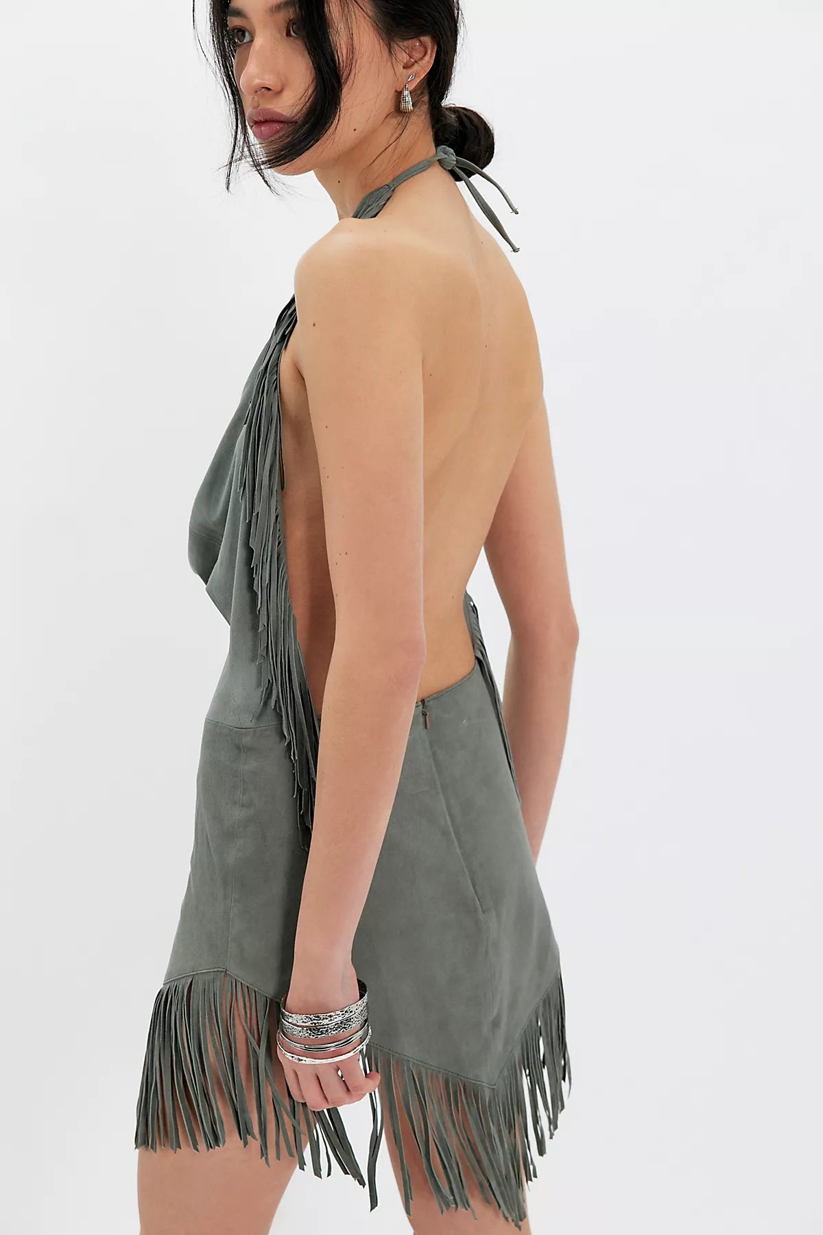 Understated Leather Fringe Mini Dress