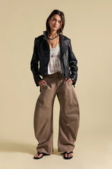 Spotlight Structured Twill Barrel Trousers