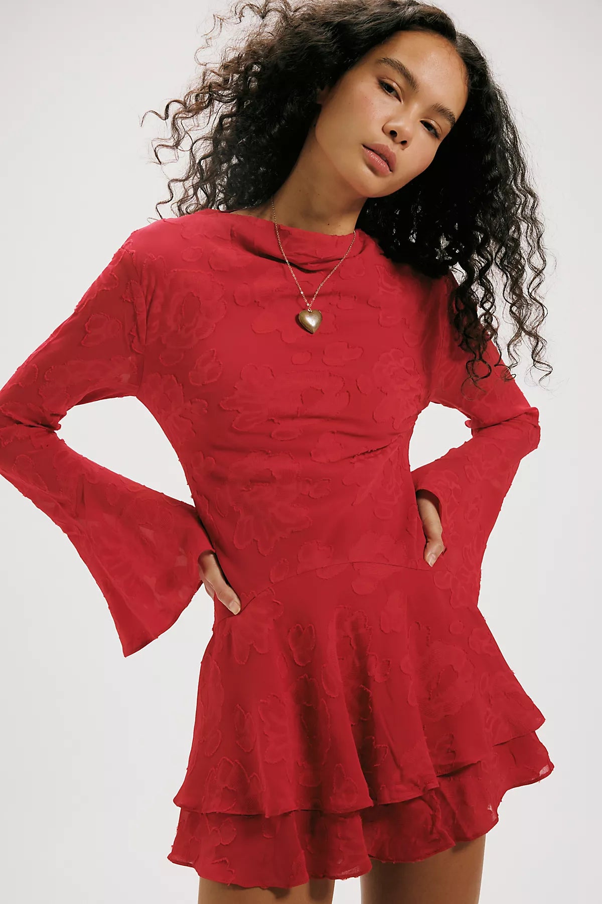 Shona Joy Bowery Long Sleeve Ruffle Mini Dress
